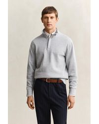 GANT - Sacker Rib Half-Zip Sweatshirt Melange - Lyst