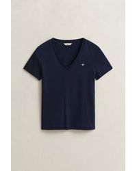 GANT - Shield V-Neck T-Shirt - Lyst