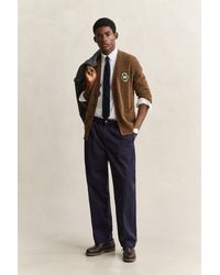 GANT - X Yale Brushed Wool Cardigan - Lyst