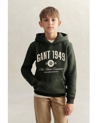 GANT - Teens Teen Boys Collegiate Hoodie Dark Moss - Lyst