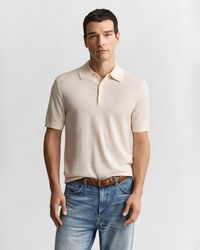 GANT - Extra Fine Merino Wool Short Sleeve Polo Sweater Seed Melange - Lyst