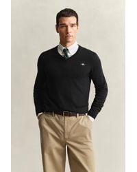 GANT - Classic Cotton V-Neck Sweater - Lyst