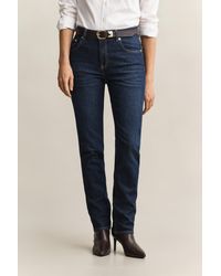 GANT - Straight Leg Stretch Jeans Dark Worn In - Lyst