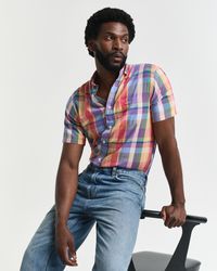 GANT - Regular Fit Indian Madras Short Sleeve Shirt - Lyst