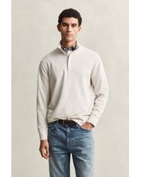 GANT - Sacker Rib Half-Zip Sweatshirt Seed Melange - Lyst