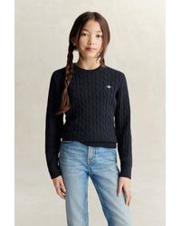 GANT - Teens Teen Girls Shield Cable Knit Sweater Evening - Lyst