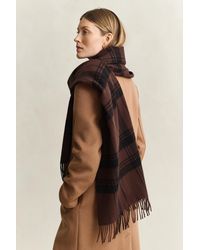 GANT - Checked Wool Scarf Deep - Lyst