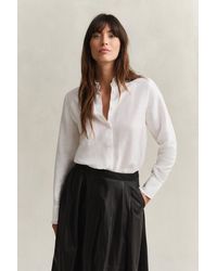 GANT - Frilly Linen Blend Blouse - Lyst