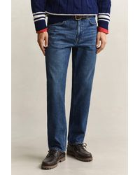 GANT - Straight Fit Jeans Mid Worn In - Lyst