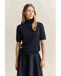 GANT - Metallic Wool Blend Turtleneck Sweater Evening - Lyst
