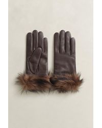 GANT - Shearling Cuff Leather Gloves Deep - Lyst