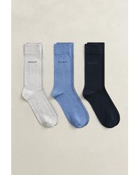 GANT - 3-Pack Mercerized Cotton Socks Denim Melange - Lyst