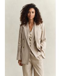GANT - Pinstriped Linen Blend Blazer - Lyst