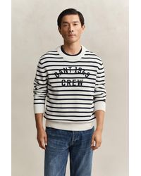 GANT - Breton Striped Graphic Sweater Eggshell - Lyst