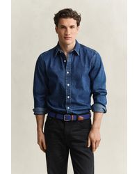 GANT - Denim Shirt Mid Worn In - Lyst