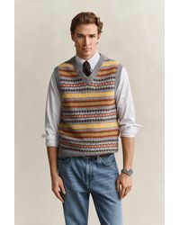 GANT - Fair Isle Vest - Lyst