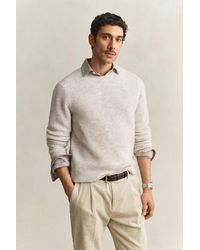 GANT - Alpaca Wool Blend Crew Neck Sweater Light Melange - Lyst