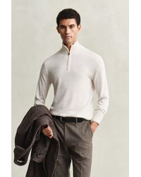 GANT - Merino Wool Half-Zip Sweater Seed Melange - Lyst