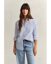 GANT - Relaxed Fit Striped Classic Poplin Shirt - Lyst