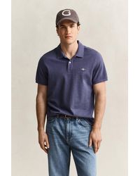GANT - Classic Regular Polo Shirt Dk Jeansblue Melange - Lyst