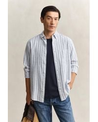 GANT - Striped Linen Blend Shirt - Lyst