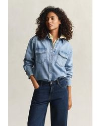 GANT - Relaxed Fit Denim Shirt Mid Worn In - Lyst