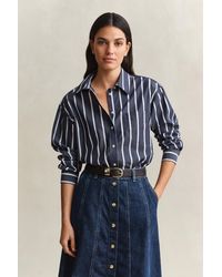 GANT - Relaxed Fit Striped Classic Poplin Shirt Evening - Lyst