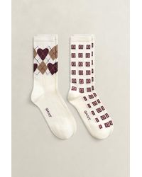 GANT - 2-Pack Argyle Heart Socks Gift Box Cream - Lyst