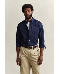 GANT - Oxford Reguar Fit Ong Eeve Hirt Bue An - Lyst