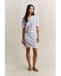 GANT - Knitted Mini Skirt Cream - Lyst