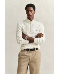 GANT - Cotton Cable Half Zip Jumper - Lyst