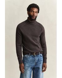 GANT - Wool Mouliné Blend Turtleneck Sweater Evening - Lyst