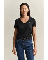 GANT - Shield V-Neck T-Shirt - Lyst