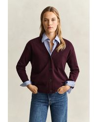 GANT - Superfine Lambswool Cardigan - Lyst