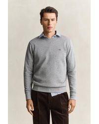 GANT - Shield Crew Neck Sweatshirt Melange - Lyst