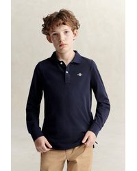GANT - Teens Teen Boys Shield Long Sleeve Polo Shirt Evening - Lyst