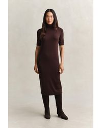 GANT - Merino Wool Turtleneck Dress Deep - Lyst