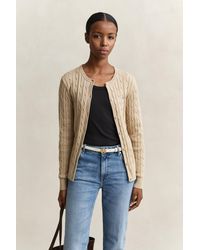 GANT - Stretch Cotton Cable Knit Cardigan - Lyst