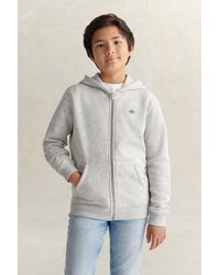 GANT - Teens Shield Zip Hoodie Melange - Lyst