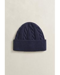 GANT - Lambswool Cable Knit Beanie Evening - Lyst