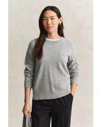 GANT - Superfine Lambswool Crew Neck Sweater Melange - Lyst