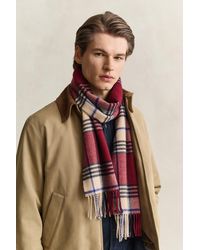 GANT - Checked Wool Scarf Plumped - Lyst