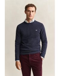 GANT - Lambswool Crew Neck Sweater Dark Melange - Lyst