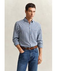 GANT - Gingham Linen Blend Shirt - Lyst