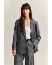 GANT - Pinstripe Club Blazer Charcoal Melange - Lyst
