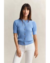 GANT - Cotton Cable Knit Cardigan - Lyst