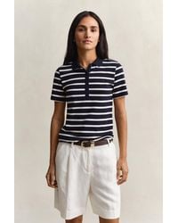 GANT - Striped Piqué Polo Shirt Evening - Lyst