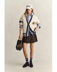 GANT - X Yale Varsity Cardigan Cream - Lyst