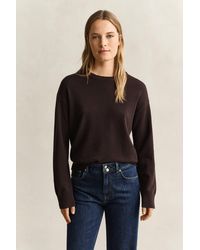 GANT - Superfine Lambswool Crew Neck Sweater Deep - Lyst