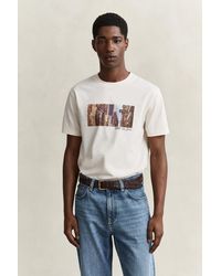 GANT - Seasonal Graphic T-Shirt Cream - Lyst